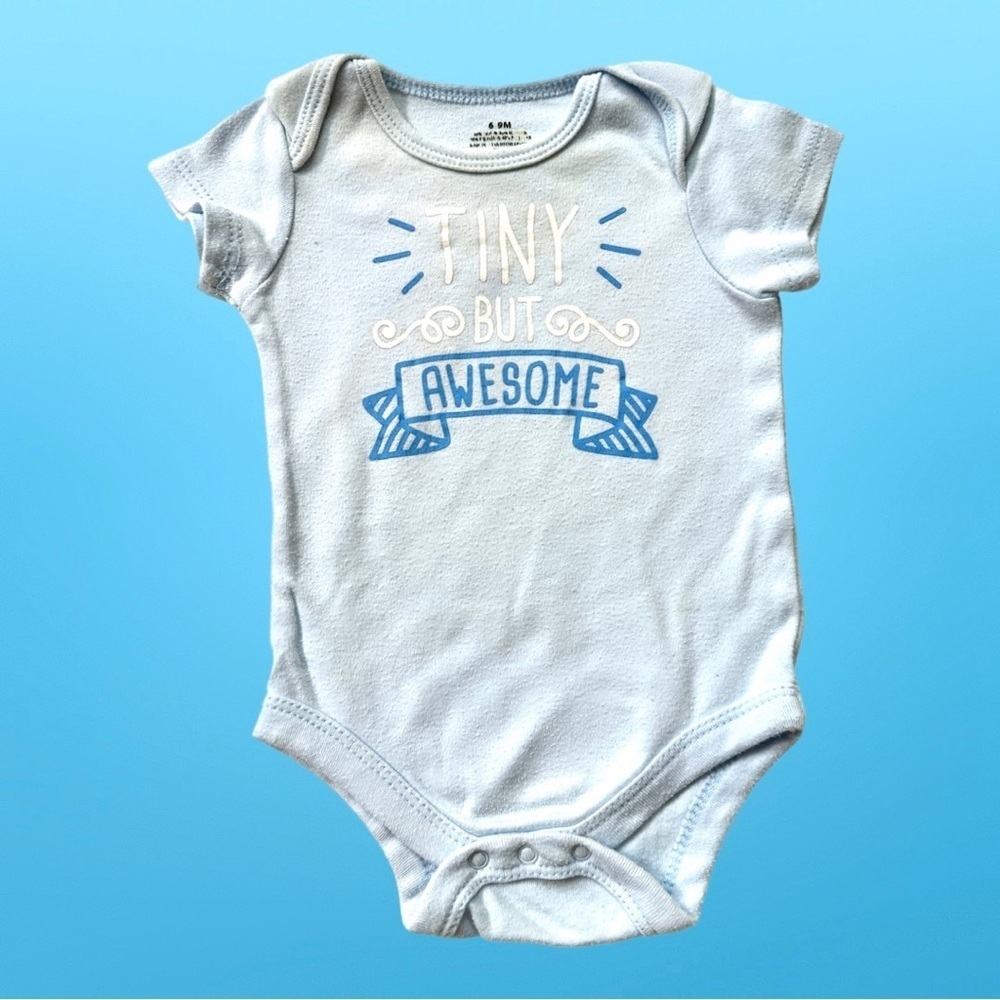 ⭐️ 5 for $25 Set of 2 Blue & White Baby Cotton Onesies Size 6–9 Months - Picture 2 of 9